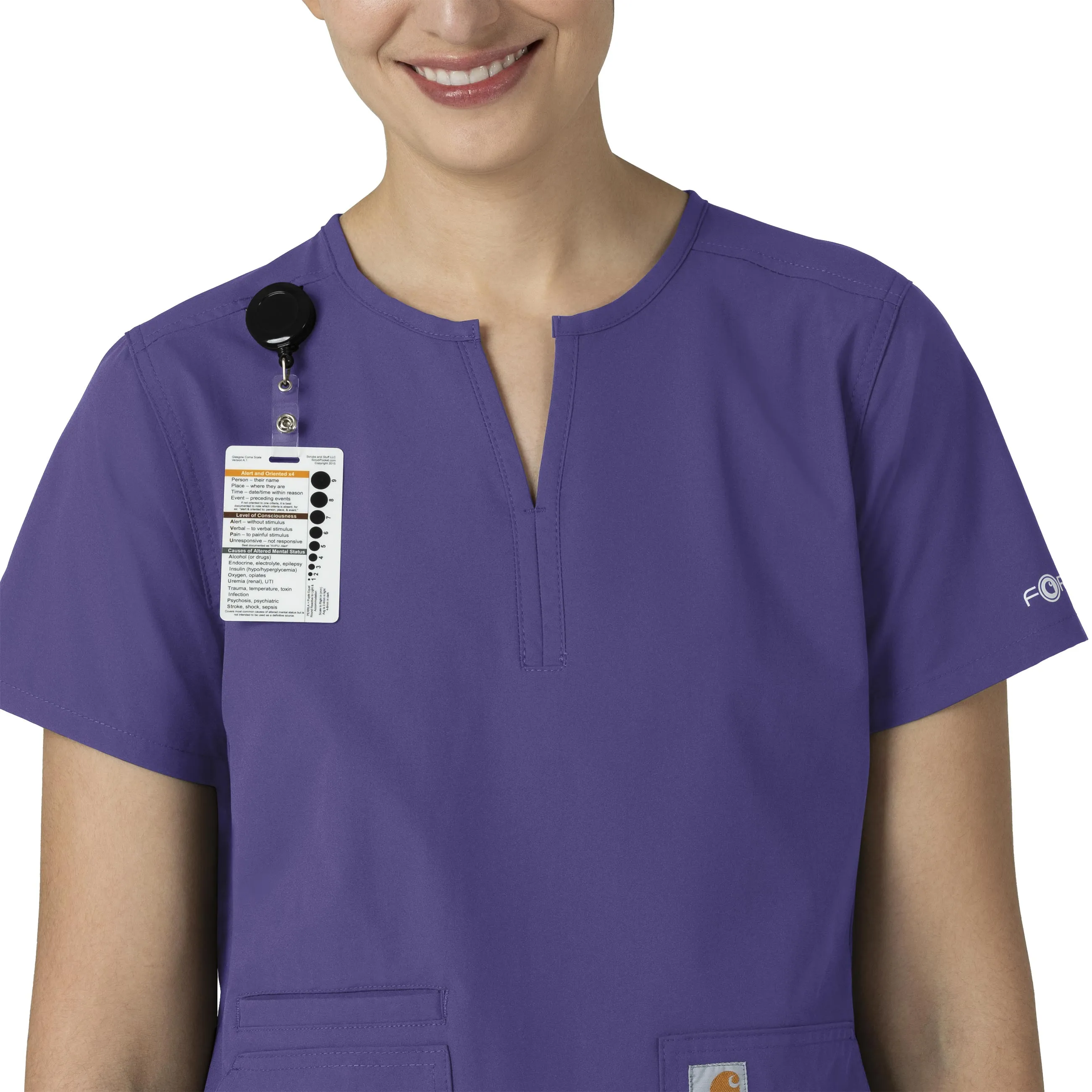 Force Essentials C12213 Notch Neck Tunic Scrub Top Grape