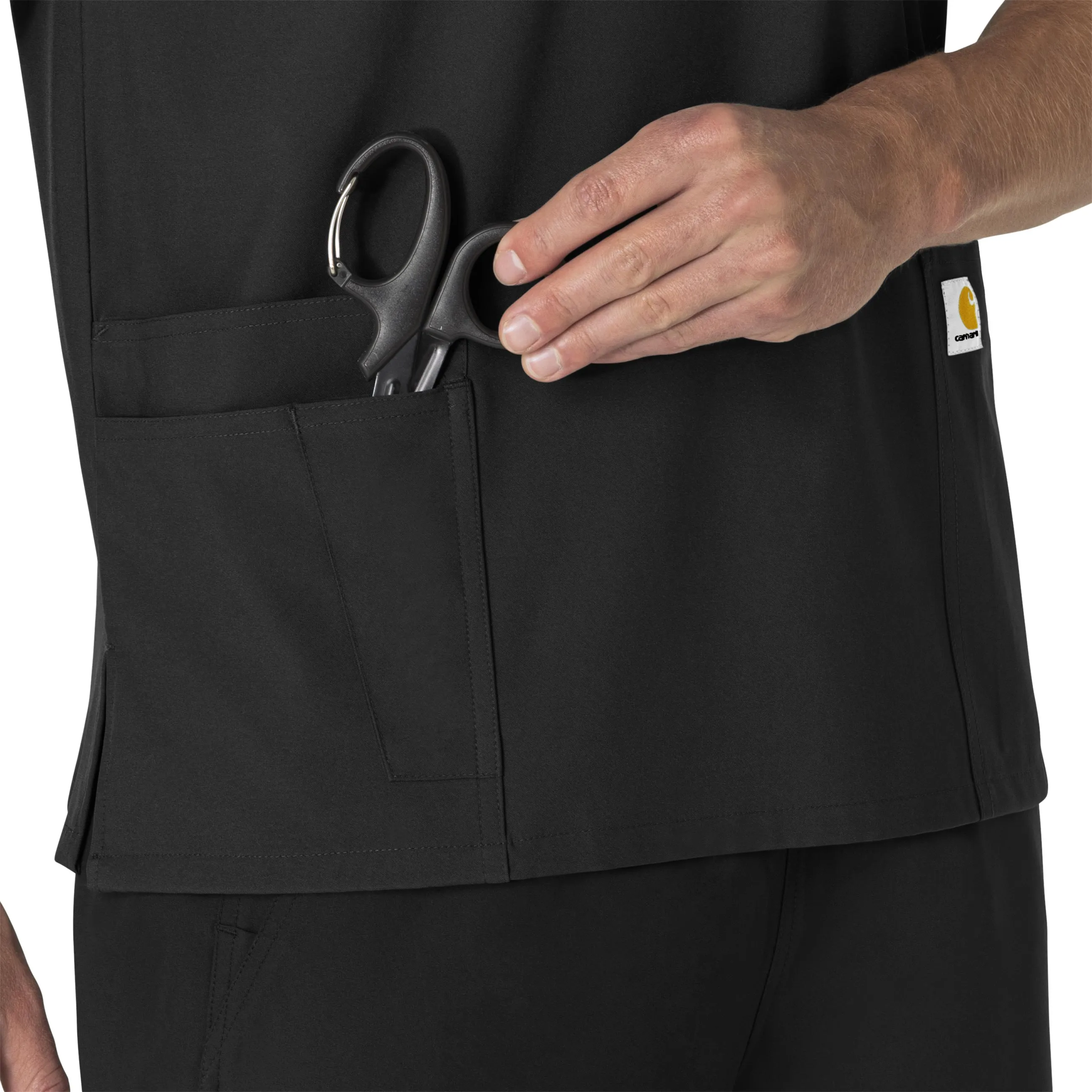 Force Essentials C15013 Unisex V-Neck 6-Pocket Scrub Top Black