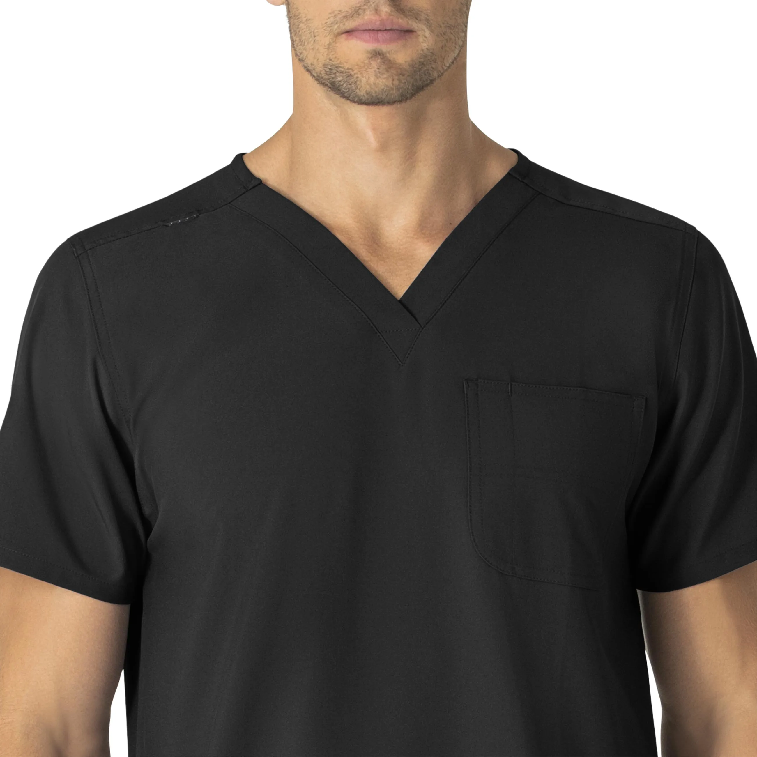 Force Essentials C15013 Unisex V-Neck 6-Pocket Scrub Top Black