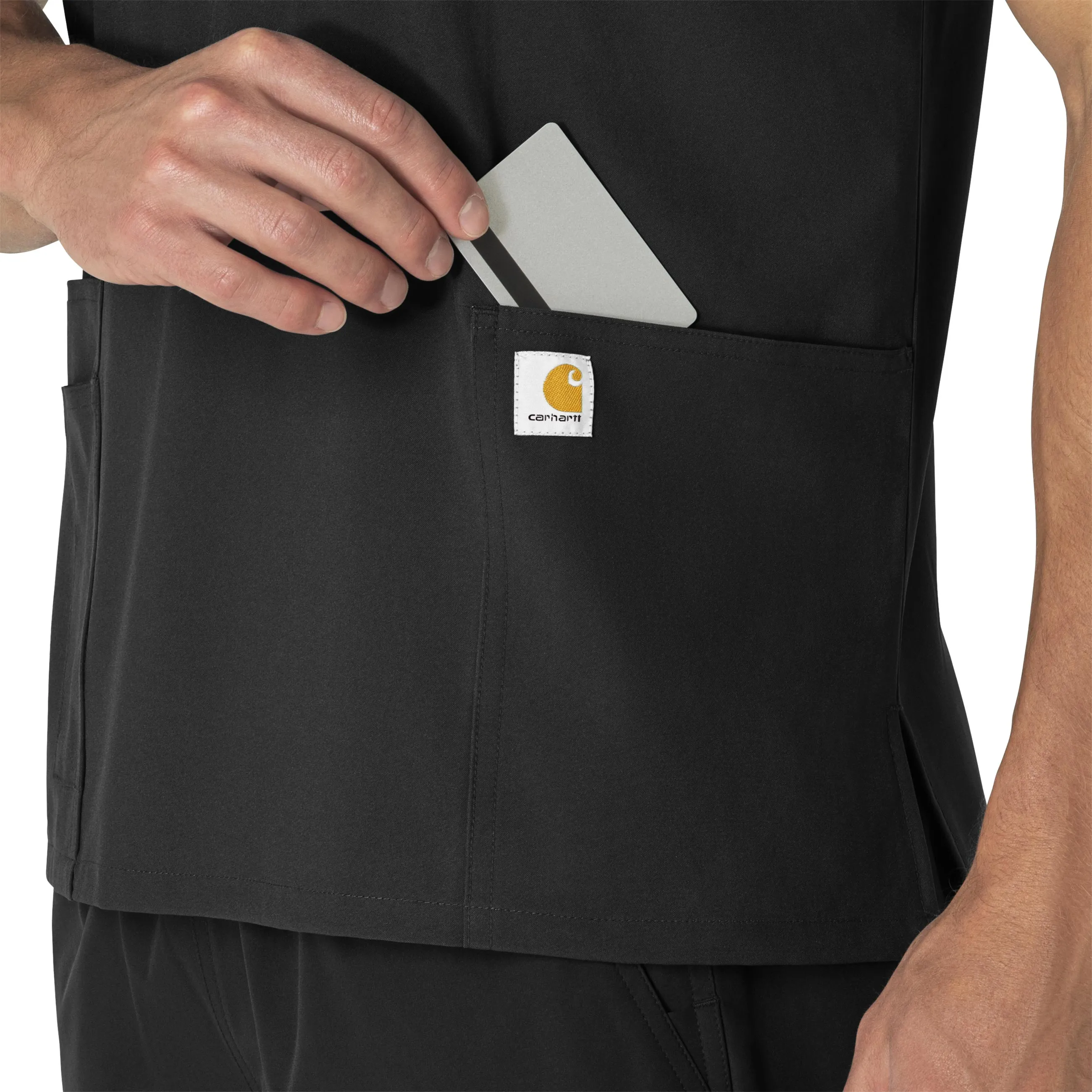 Force Essentials C15013 Unisex V-Neck 6-Pocket Scrub Top Black
