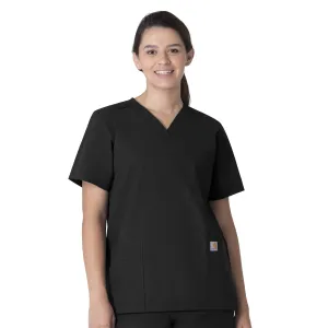 Force Essentials C15013 Unisex V-Neck 6-Pocket Scrub Top Black