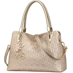 FOXER Leather Handbags for Women, Cow Leather Lock, Gold