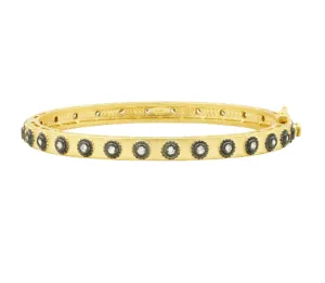 Freida Rothman Signature Studded Eternity Hinge Bangle - Gold & Black