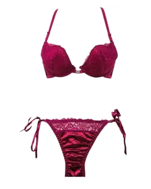 Front Open Pushup 8809 Red Bra Panty Set ,Single Padded Wired Bra - 902 MiMi