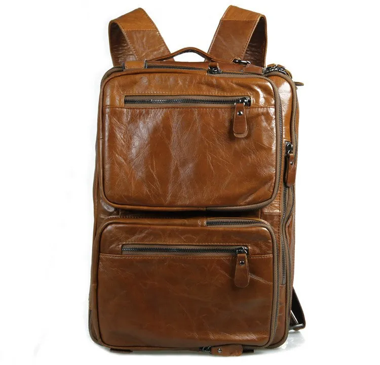 Full Grain Leather Briefcase Convertible Leather Backpack Messenger Shoulder Bag