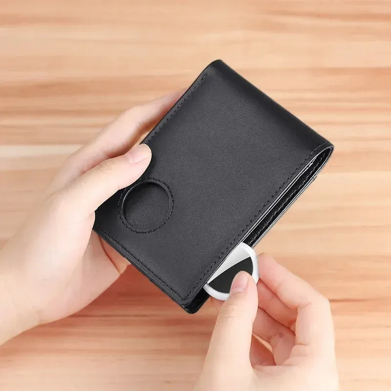 Genuine Cow Leather Wallet for Men with Airtag Holder & RFID Blocking
