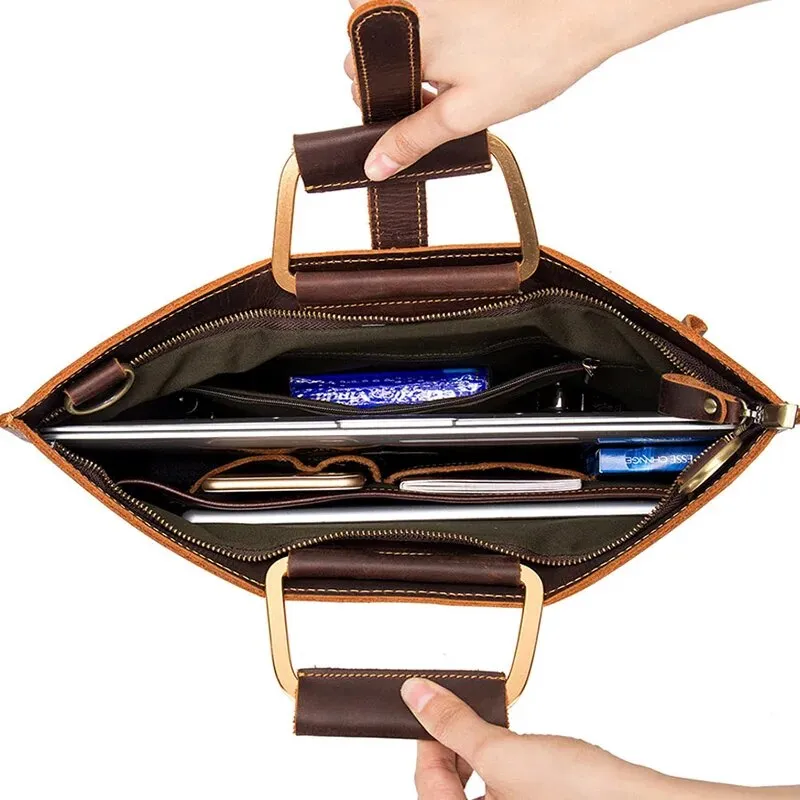 Genuine Leather Briefcase for Men | Laptop Bag Fit 14 Inch"