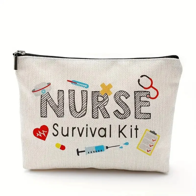 Gift Cotton Linen Nurse Cartoon Letter Cosmetic Bags