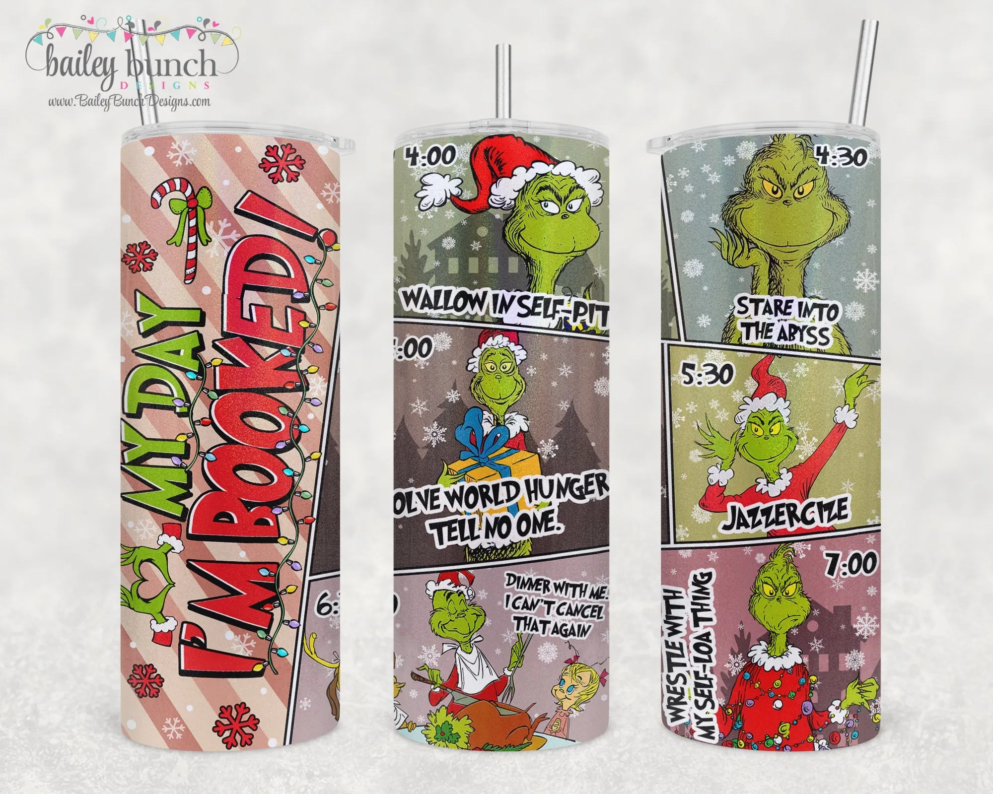 Grinch I'm Booked Christmas Grinchmas Shimmer Glitter Tumbler TUMBGRBOOKED20520