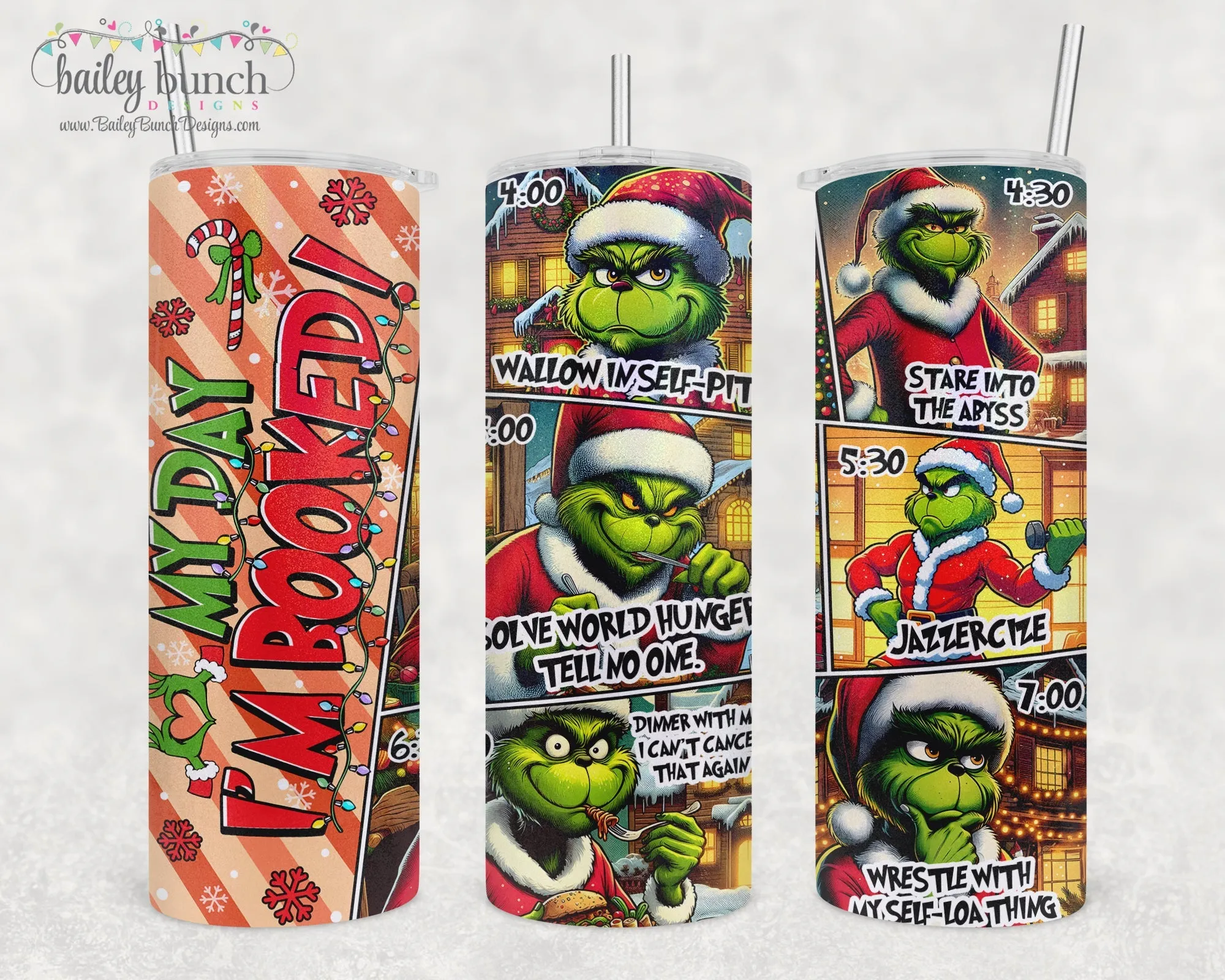 Grinch I'm Booked Christmas Grinchmas Shimmer Glitter Tumbler TUMBGRBOOKED20520
