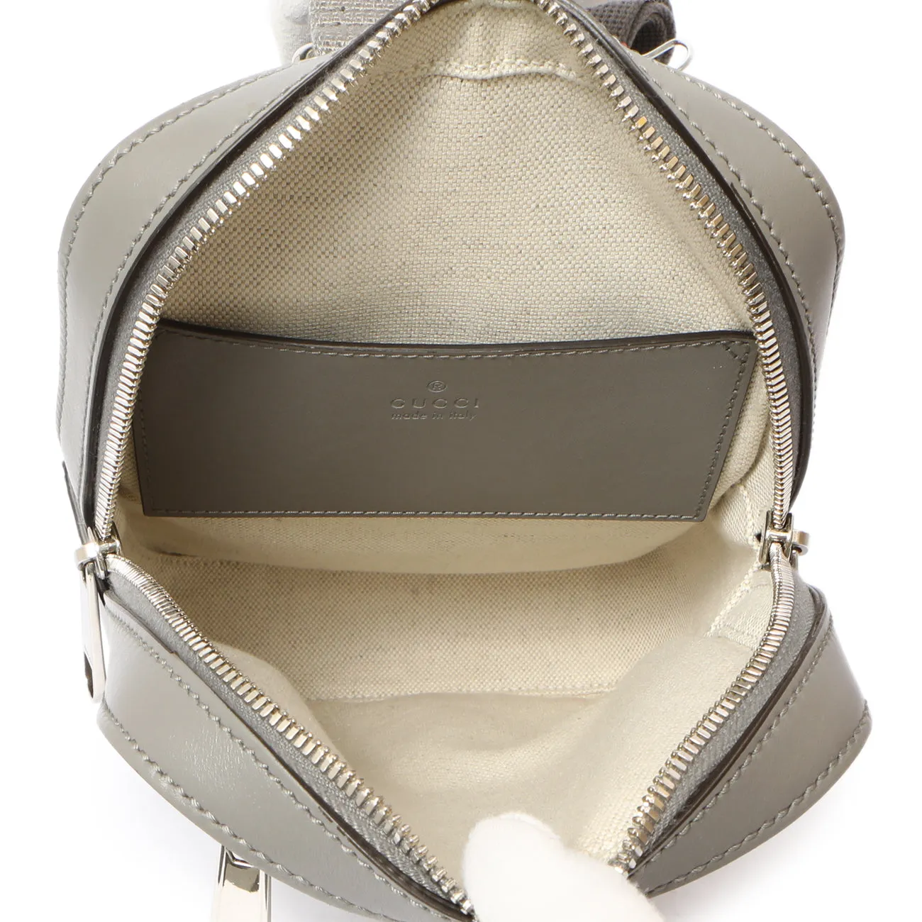 Gucci Grey Calfskin GG Tennis Embossed Sling Backpack