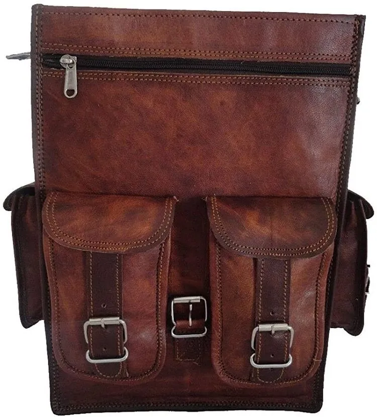 Handmade World Brown Vintage Leather Backpack Laptop Messenger Bag Rucksack Sling for Men Women