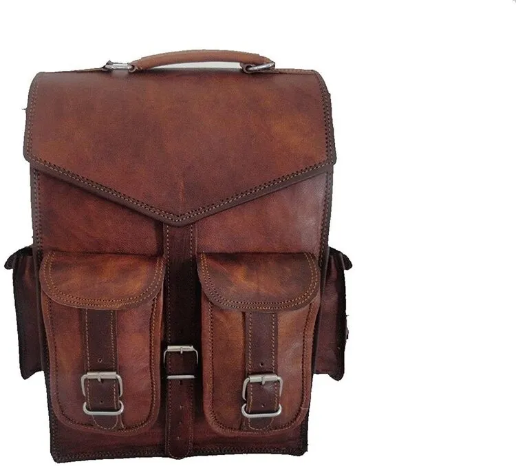 Handmade World Brown Vintage Leather Backpack Laptop Messenger Bag Rucksack Sling for Men Women