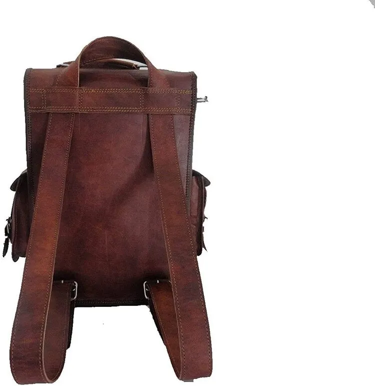 Handmade World Brown Vintage Leather Backpack Laptop Messenger Bag Rucksack Sling for Men Women