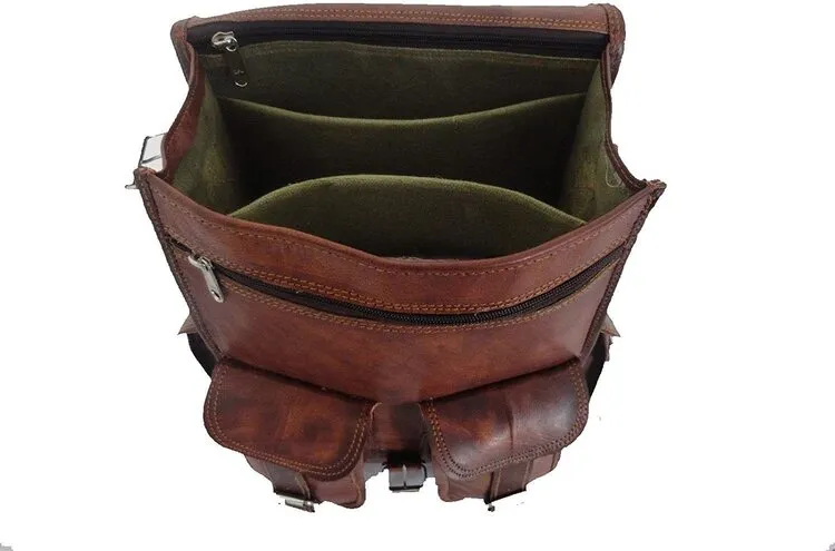 Handmade World Brown Vintage Leather Backpack Laptop Messenger Bag Rucksack Sling for Men Women