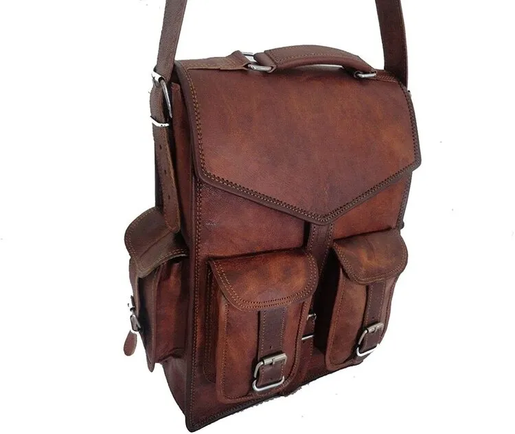 Handmade World Brown Vintage Leather Backpack Laptop Messenger Bag Rucksack Sling for Men Women
