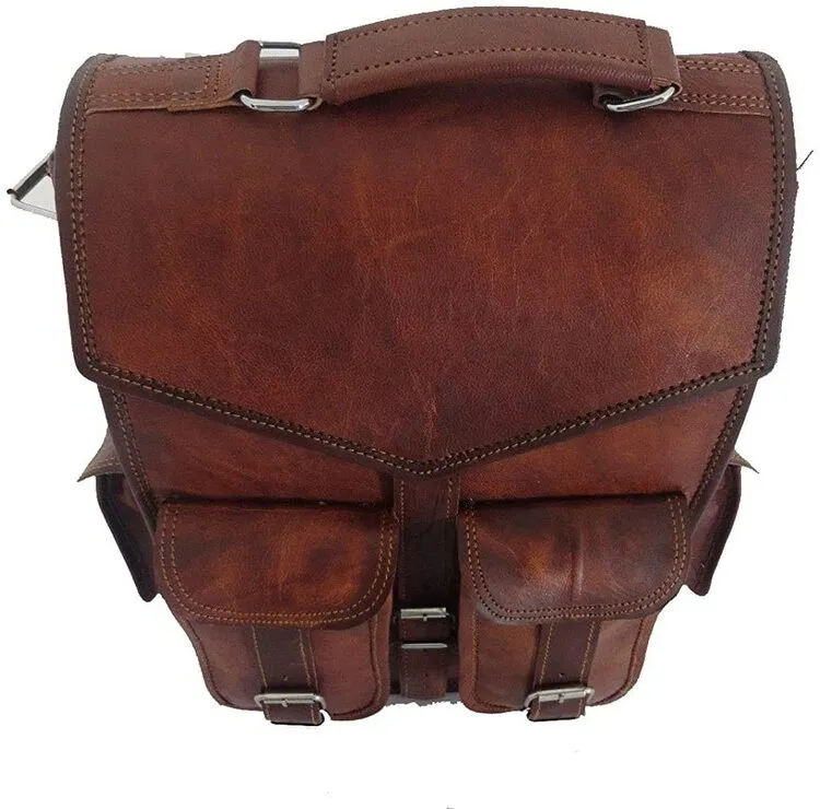 Handmade World Brown Vintage Leather Backpack Laptop Messenger Bag Rucksack Sling for Men Women