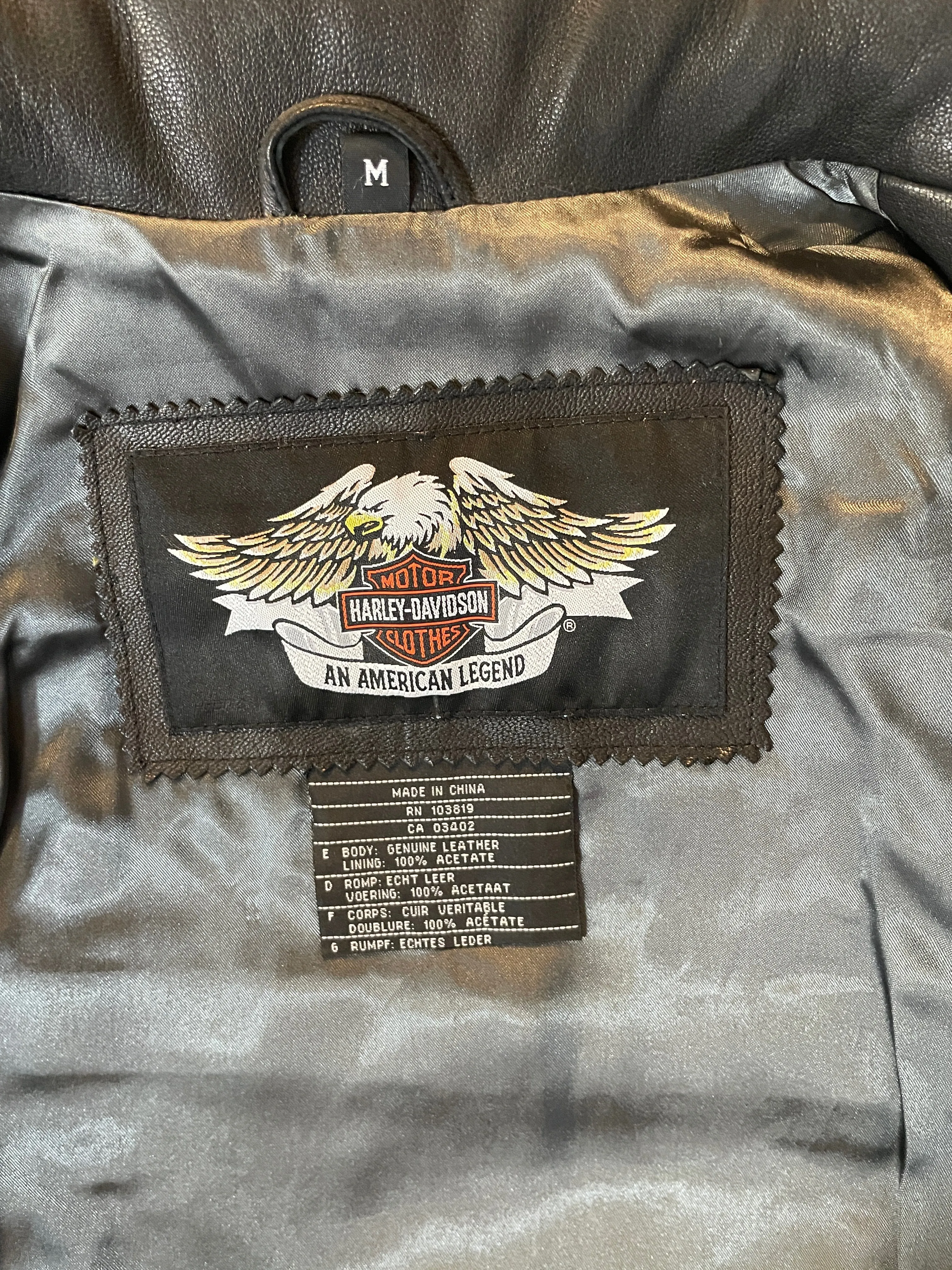 Harley Davidson Black Leather Rhinestone Studded Jacket