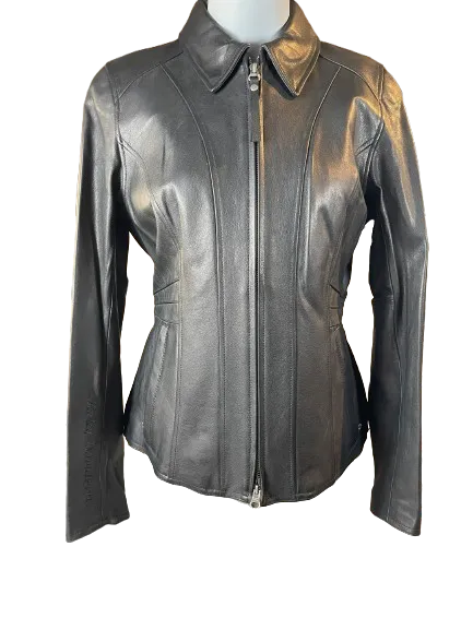 Harley Davidson Black Leather Rhinestone Studded Jacket