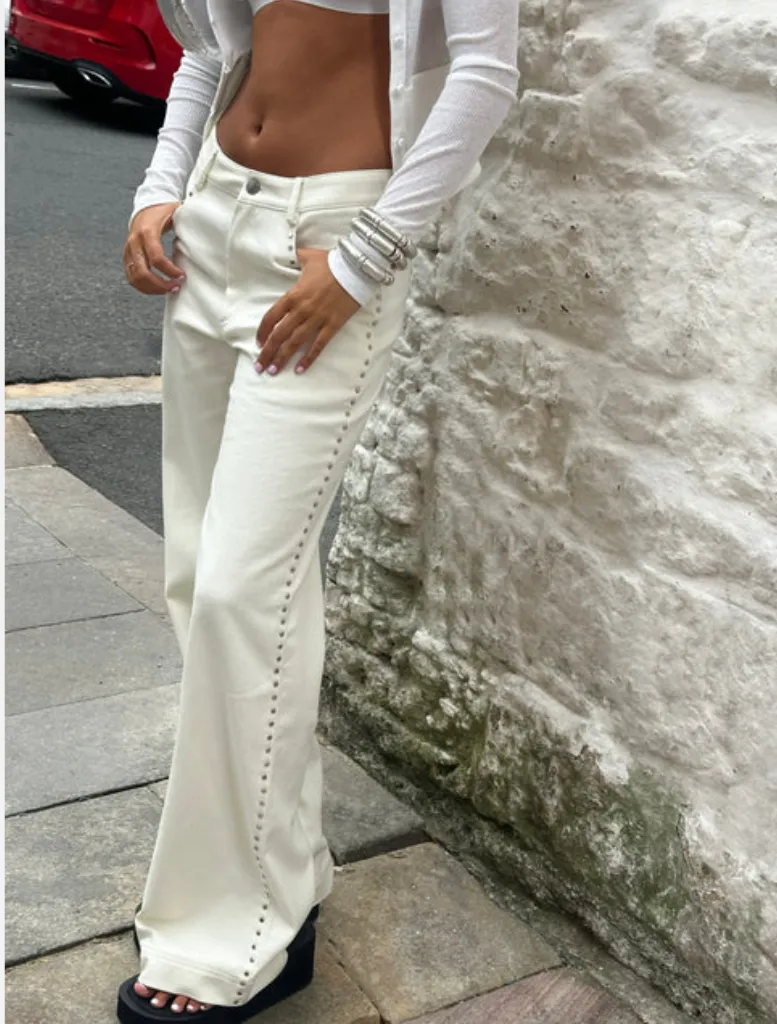 Hendrix Studded Jeans - Cream