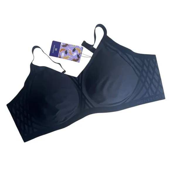 HoneyLove Liftwear Silhouette Bra Black Plus Size 2X 42C 42D Convertible New