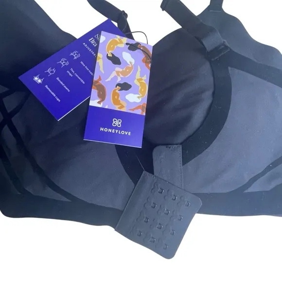 HoneyLove Liftwear Silhouette Bra Black Plus Size 2X 42C 42D Convertible New