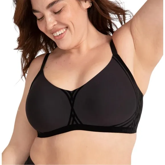 HoneyLove Liftwear Silhouette Bra Black Plus Size 2X 42C 42D Convertible New