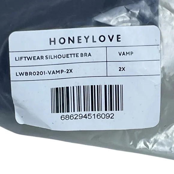HoneyLove Liftwear Silhouette Bra Black Plus Size 2X 42C 42D Convertible New