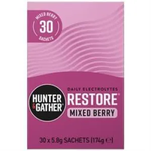Hunter and Gather | Restore Mixed Berries Electrolyte Sachets 30 x 5.8g per pack | 30 x 5.8g sachet