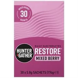 Hunter and Gather | Restore Mixed Berries Electrolyte Sachets 30 x 5.8g per pack | 30 x 5.8g sachet