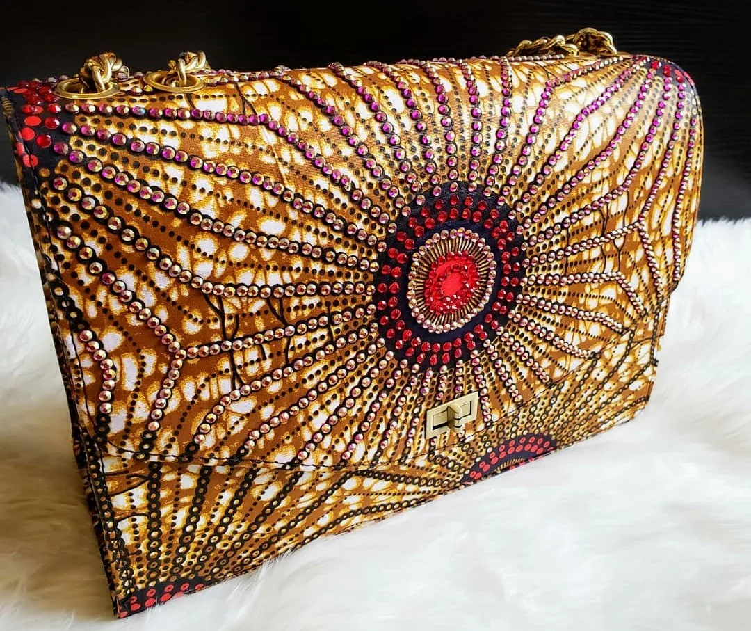 IFUEKO Rhinestone studded African Ankara Bag