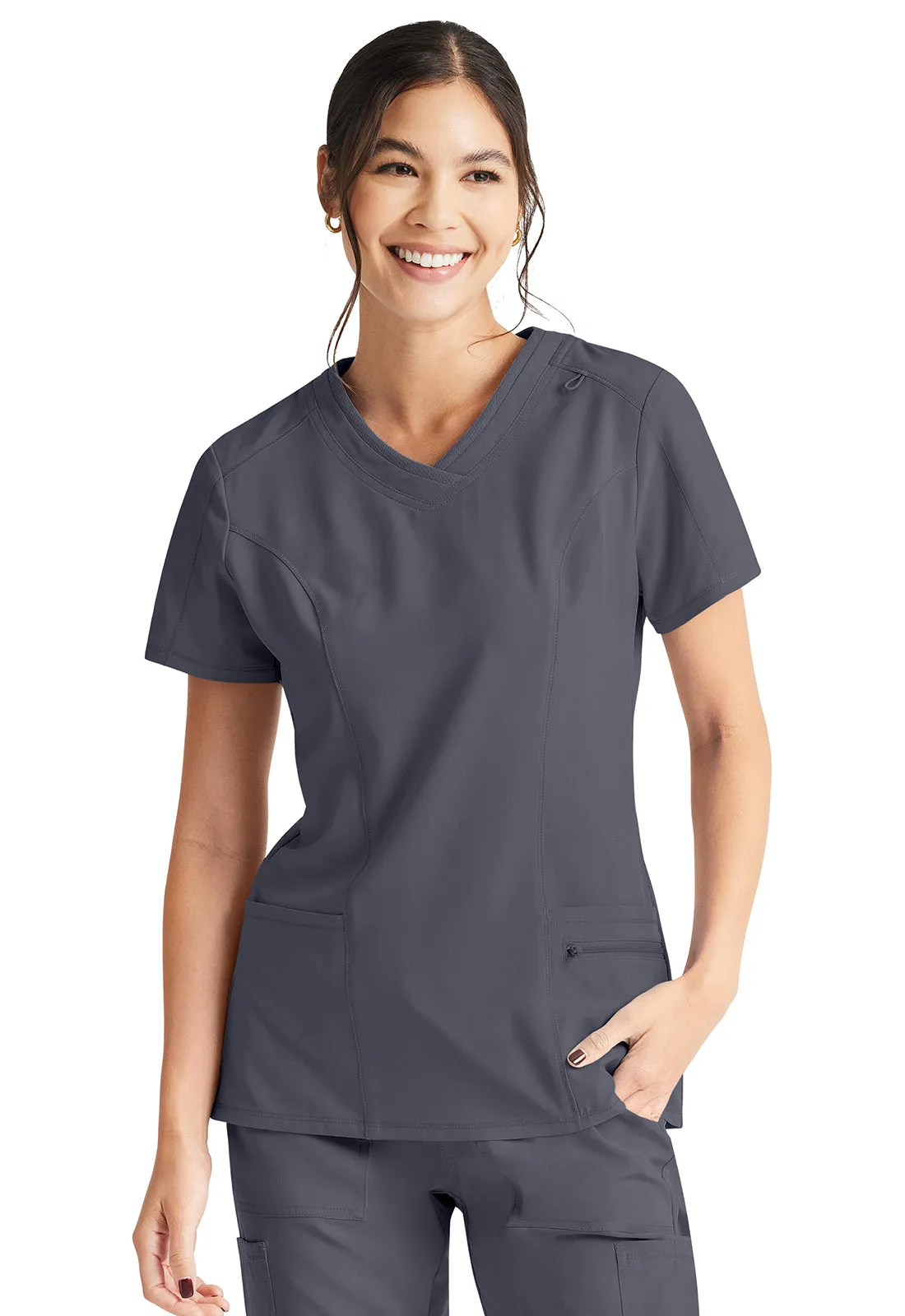Inspira Flex IP727A V-Neck Top Pewter