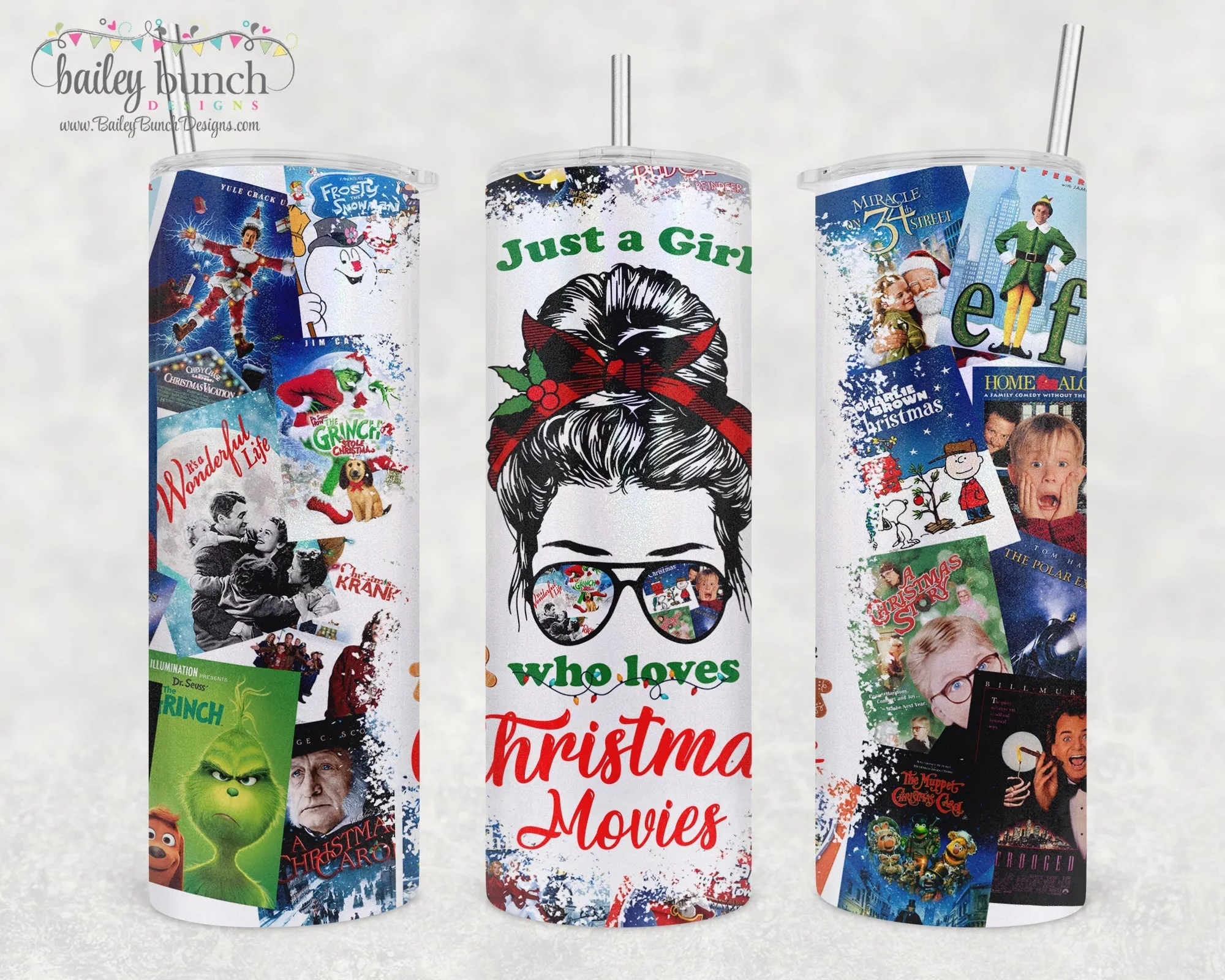 Just a Girl who Loves Christmas Movies Shimmer Glitter Tumbler TUMBCM0520
