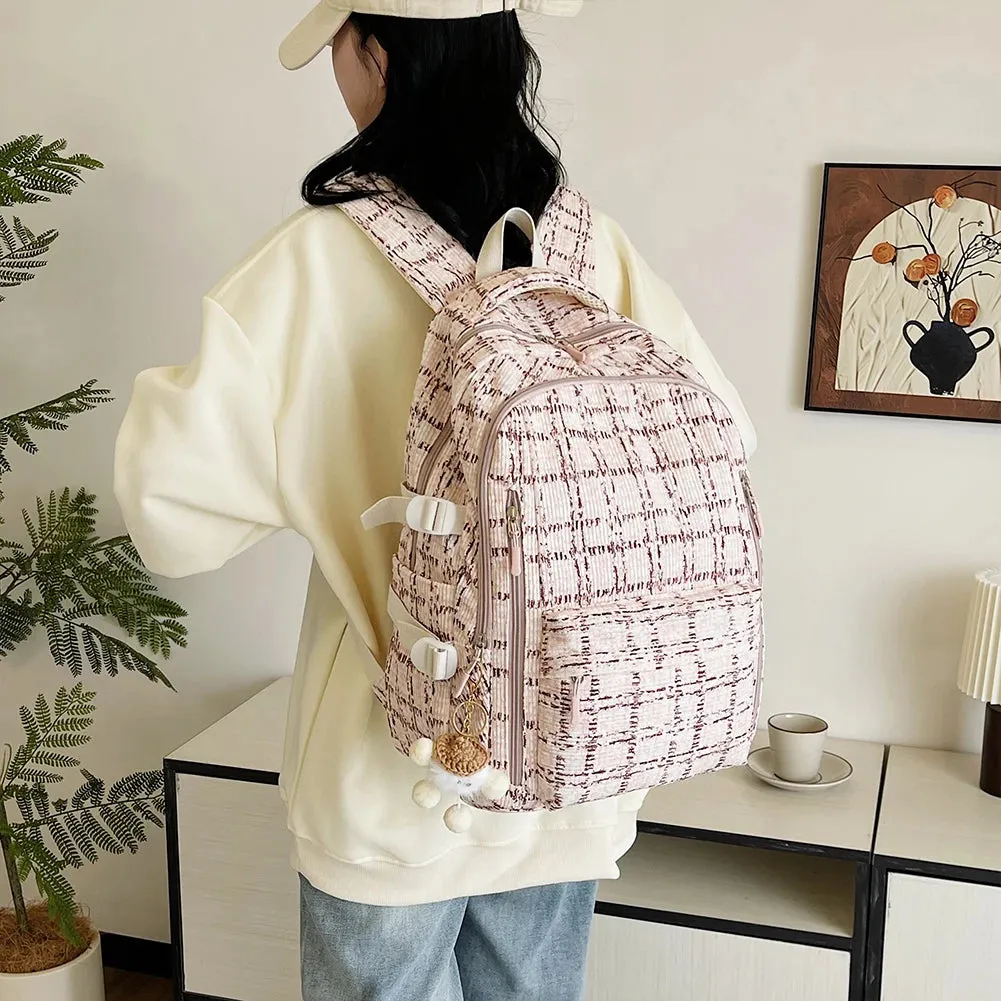 Kawaii Strawberry Corduroy Backpack 🍓✨ | Large Capacity Rucksack for Girls | Cute Casual Travel Bag 🎒💕