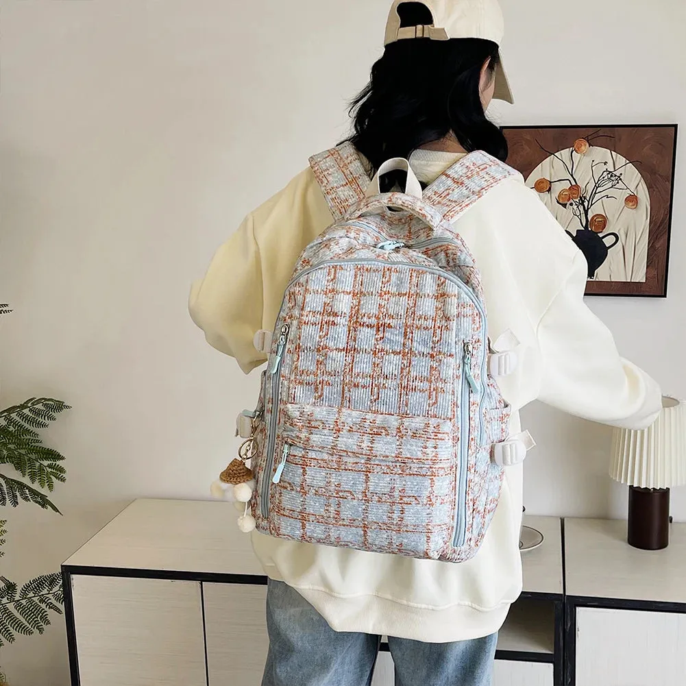 Kawaii Strawberry Corduroy Backpack 🍓✨ | Large Capacity Rucksack for Girls | Cute Casual Travel Bag 🎒💕