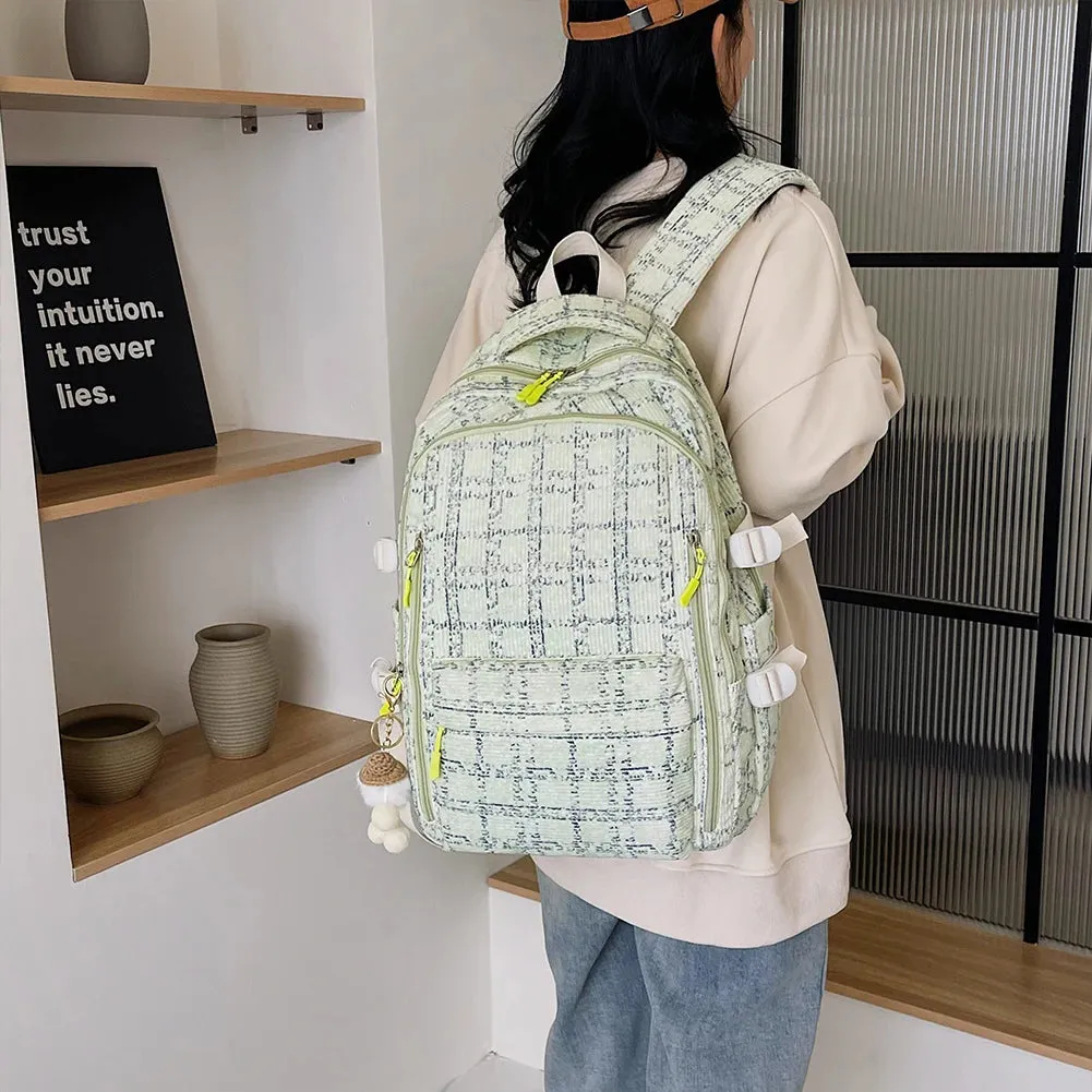 Kawaii Strawberry Corduroy Backpack 🍓✨ | Large Capacity Rucksack for Girls | Cute Casual Travel Bag 🎒💕
