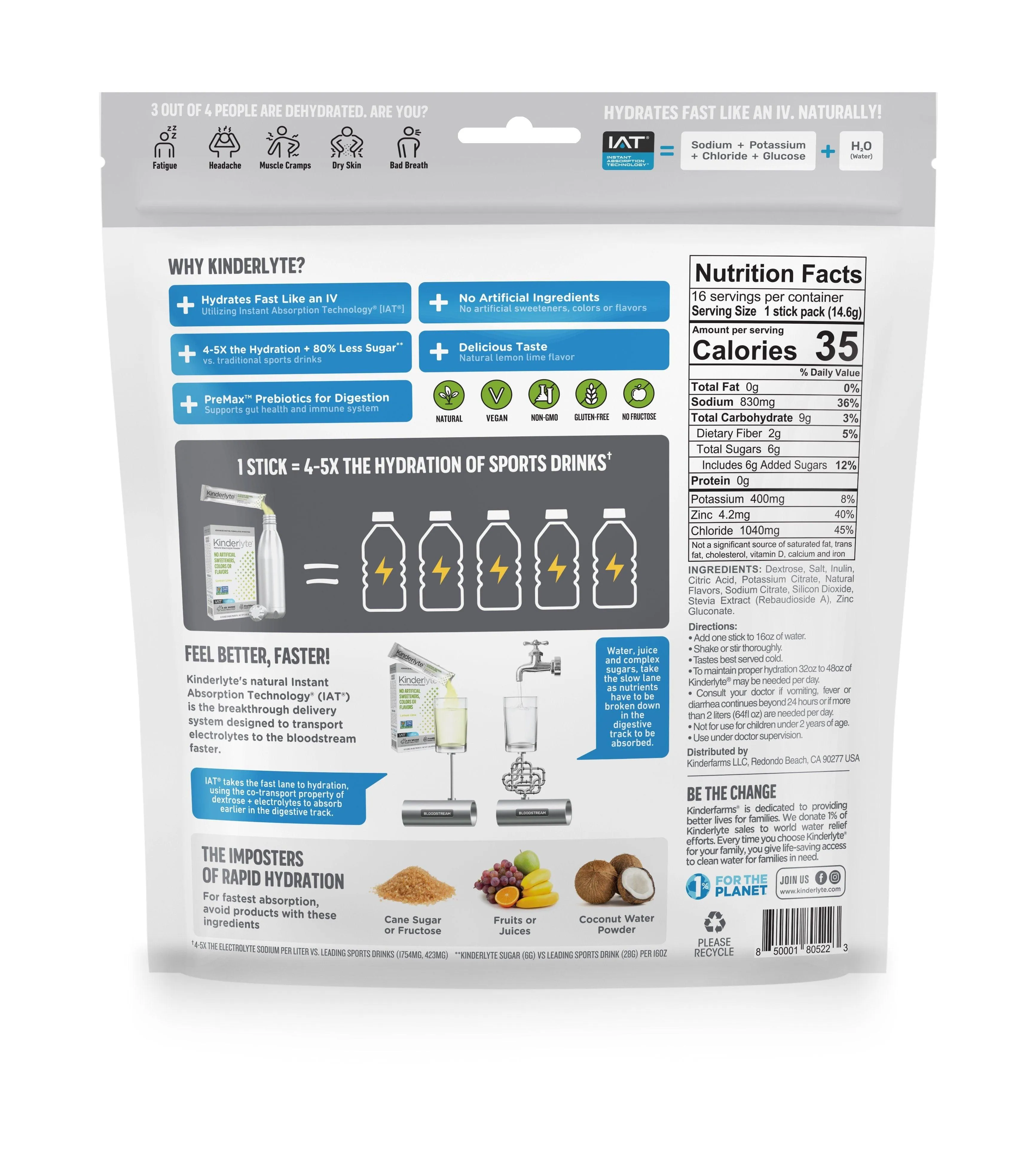 KinderLyte® 16ct Advanced Electrolyte Powder Lemon Lime
