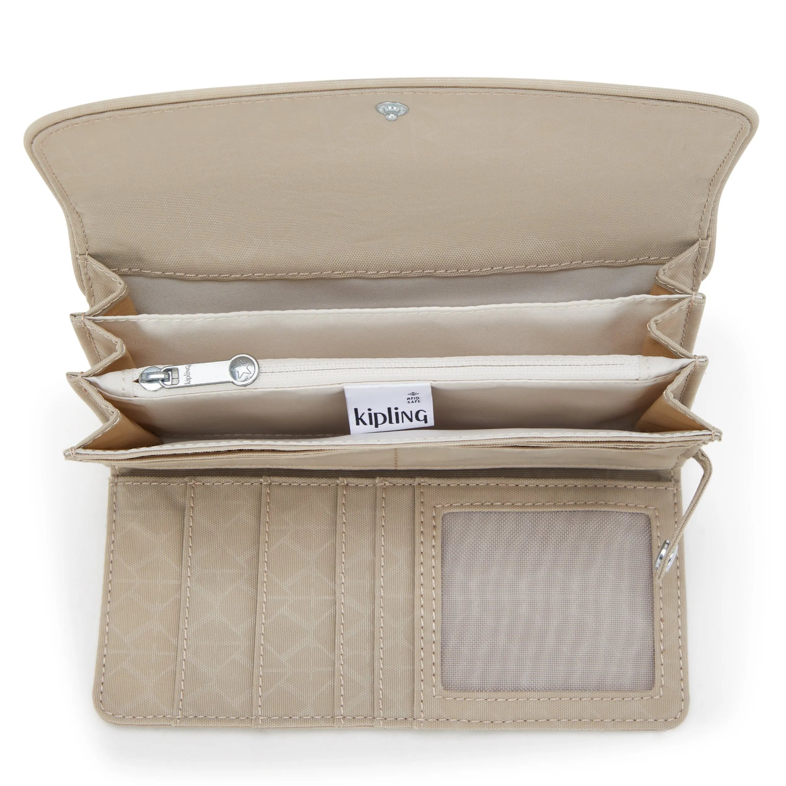 Kipling Money Land Signature Beige Embossed Large Wallet I7015-96A