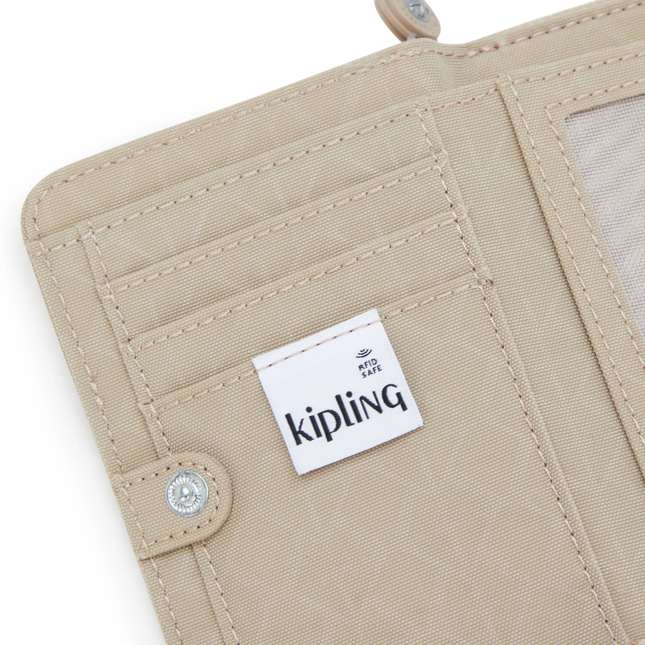 Kipling Money Love Signature Beige Embossed Medium Wallet I7276-96A