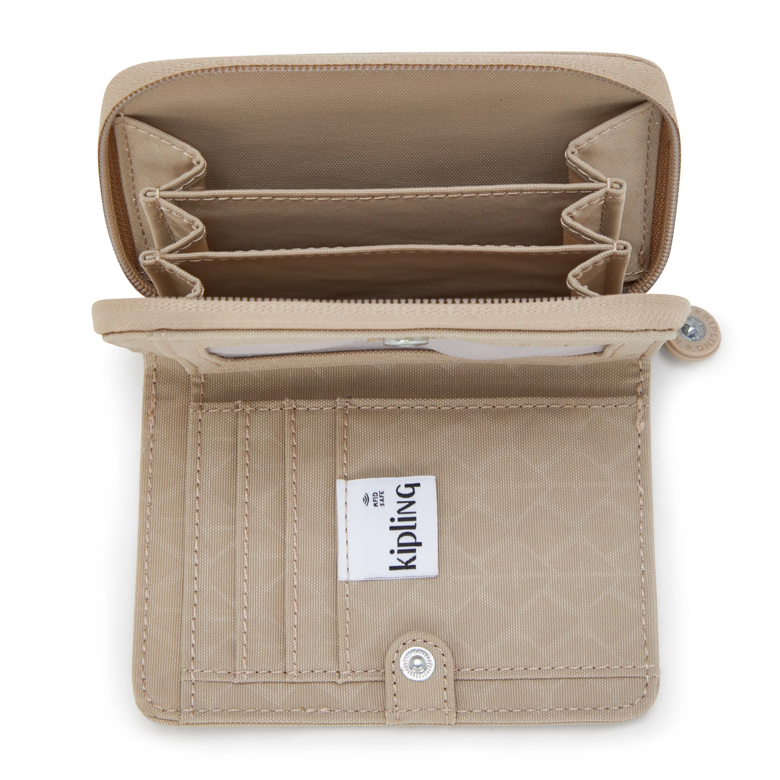 Kipling Money Love Signature Beige Embossed Medium Wallet I7276-96A