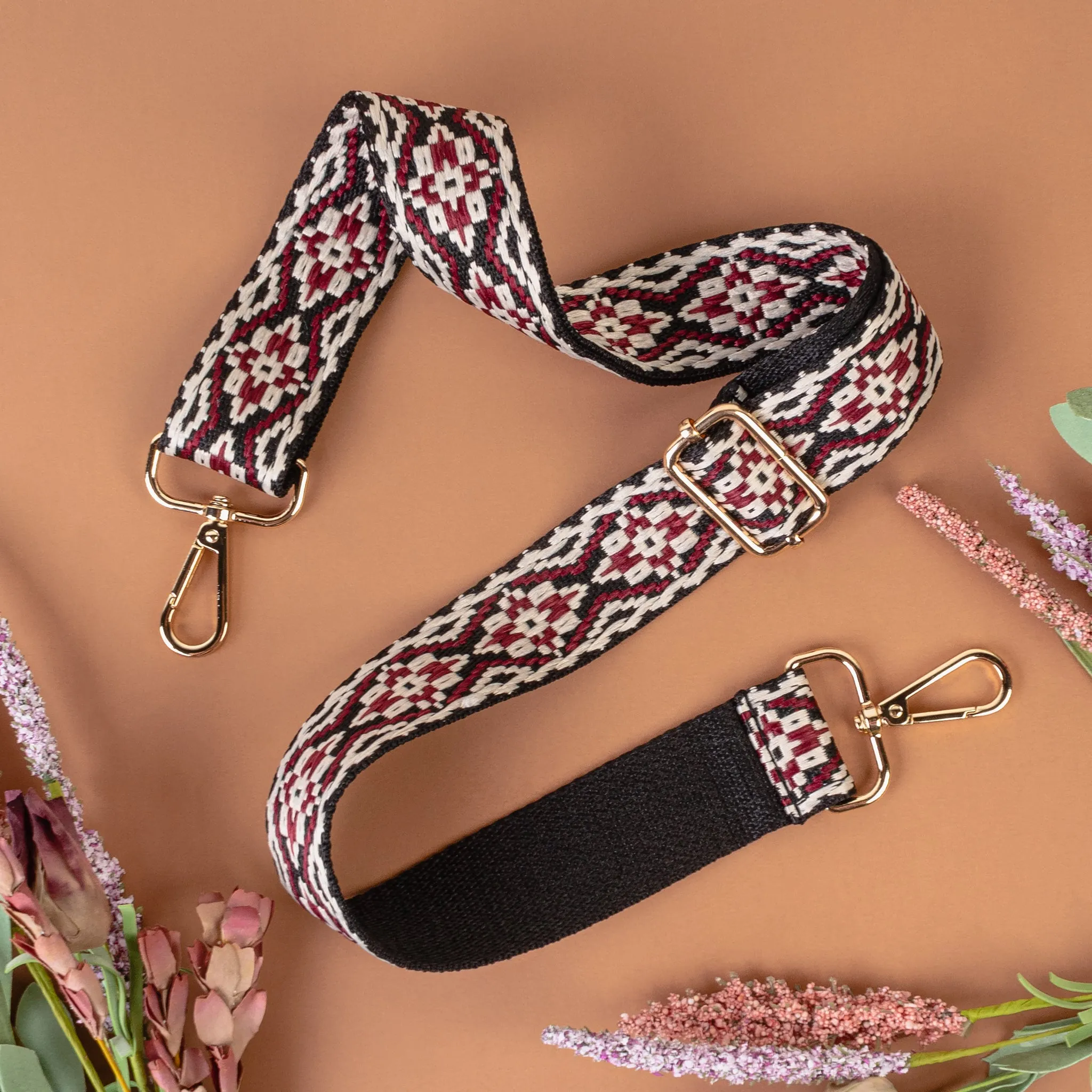 LBT008 - Woven Aztec Bag Strap - Black