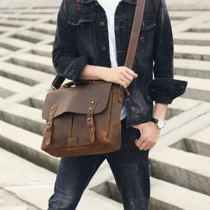 Leather Briefcase Messenger Bag