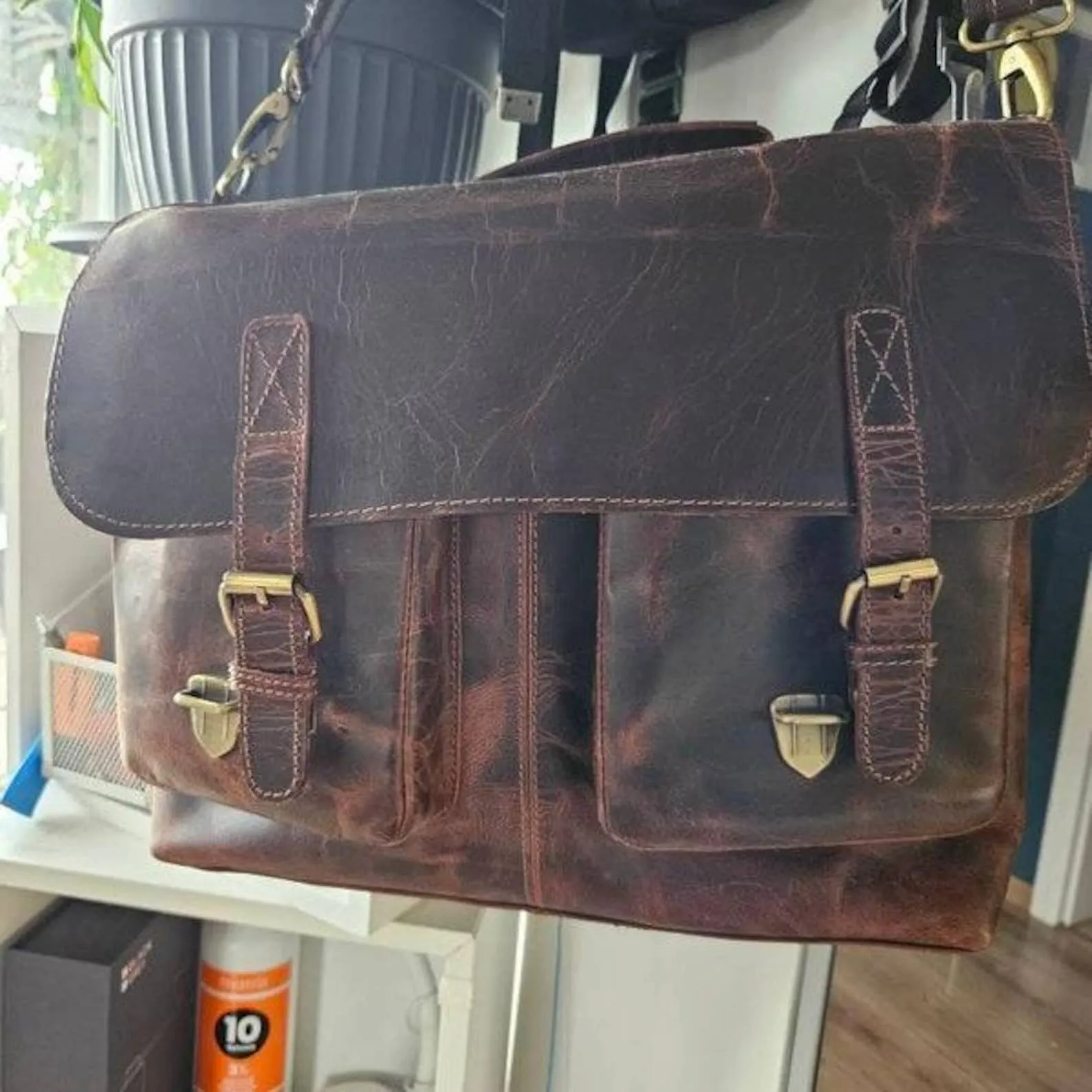 Leather Messenger Cross-Body Bag