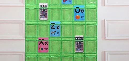 Lecent@ Classroom Pocket Chart for Cell Phones Business Cards 36 Pockets Wall Door Closet Mobile Hanging Storage Bag Organizer (clear pocket)