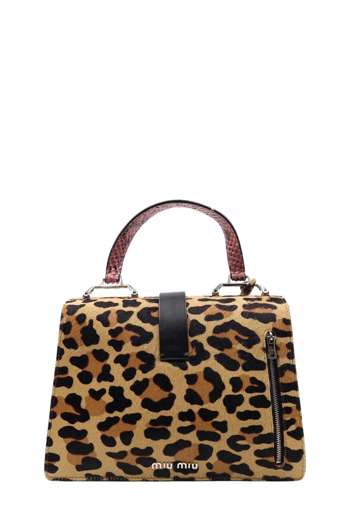 Leopard and Snake Print Convertible Bag Brown Pink