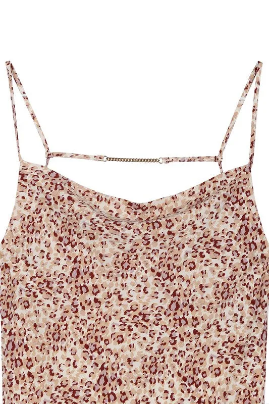 Lilou Leopard cami dress with chain trim
