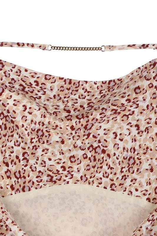 Lilou Leopard cami dress with chain trim