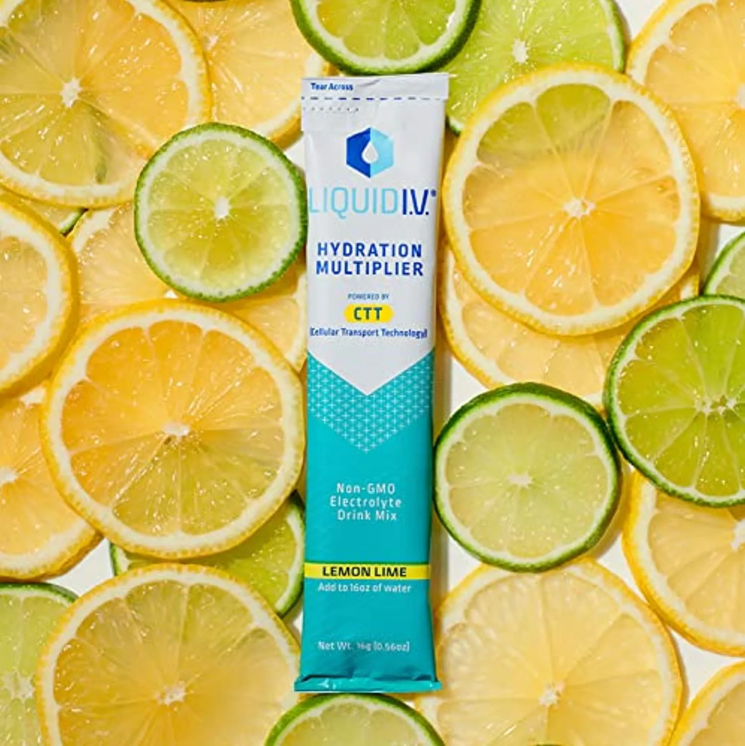 Liquid I.V. Hydration Multiplier - Lemon Lime - Hydration Powder Packets | Electrolyte Drink Mix | Easy Open Single-Serving Stick | Non-GMO | 16 Sticks