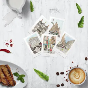 'London Shopping' Set of 5 printed cards