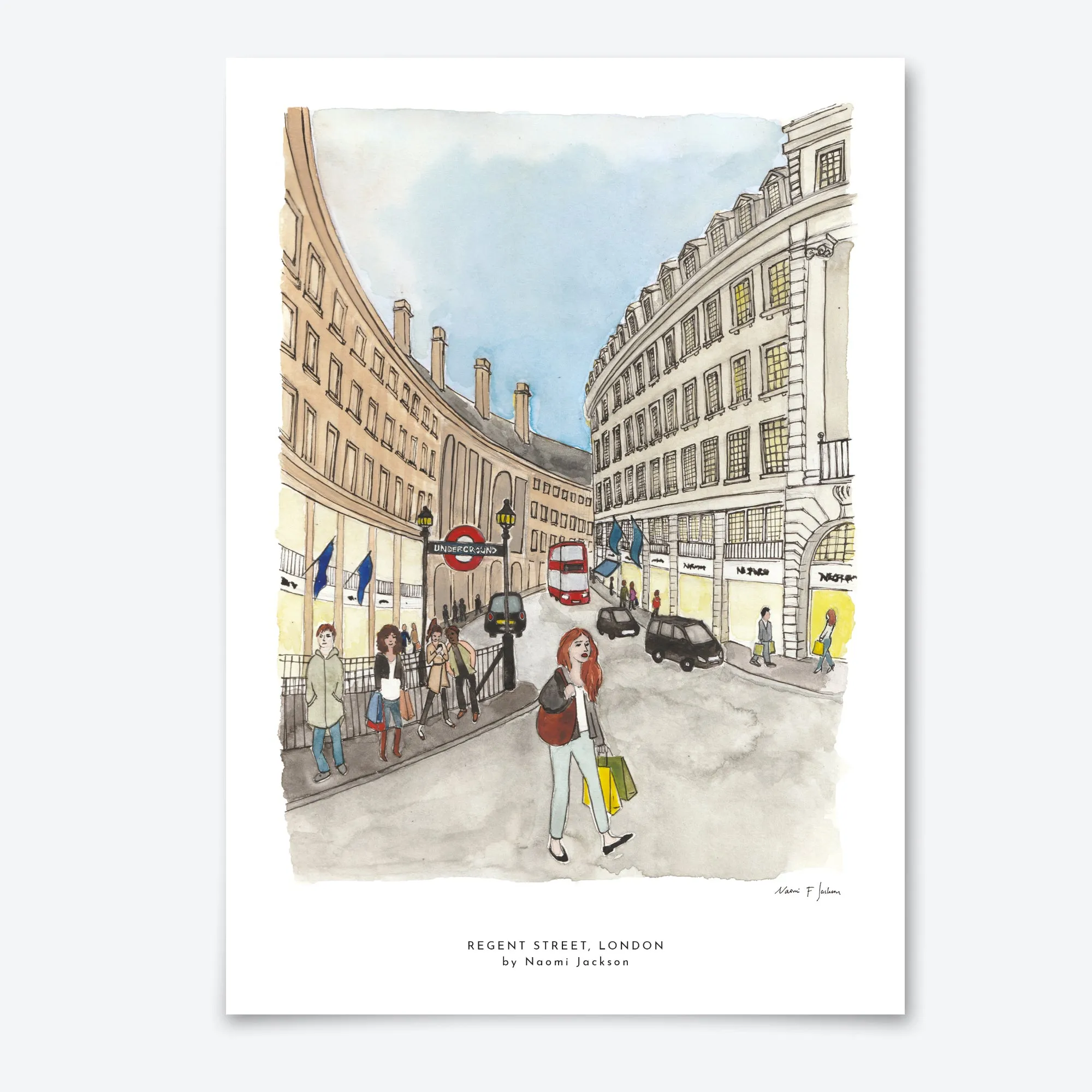 'London Shopping' Set of 5 printed cards